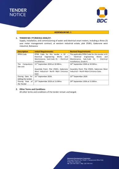 First-page preview of the original bid notice