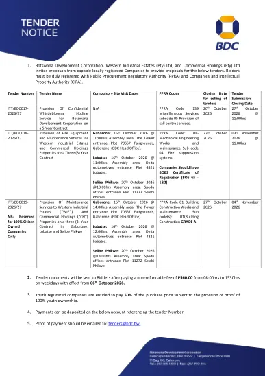 First-page preview of the original bid notice