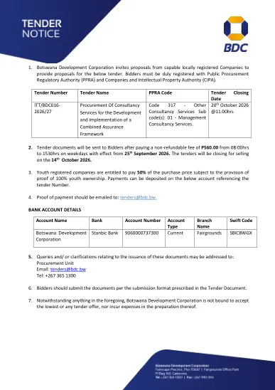 First-page preview of the original bid notice